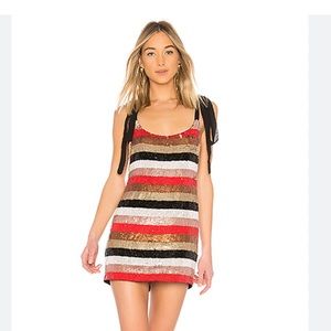 NBD Stripped Babydoll Sparkly Dress with Ties. Size small
